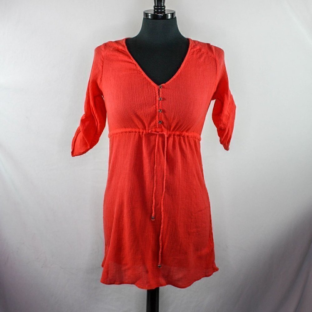 A Pea In The Pod Maternity Top V Neck Half Sleeves Coral Orange Size S